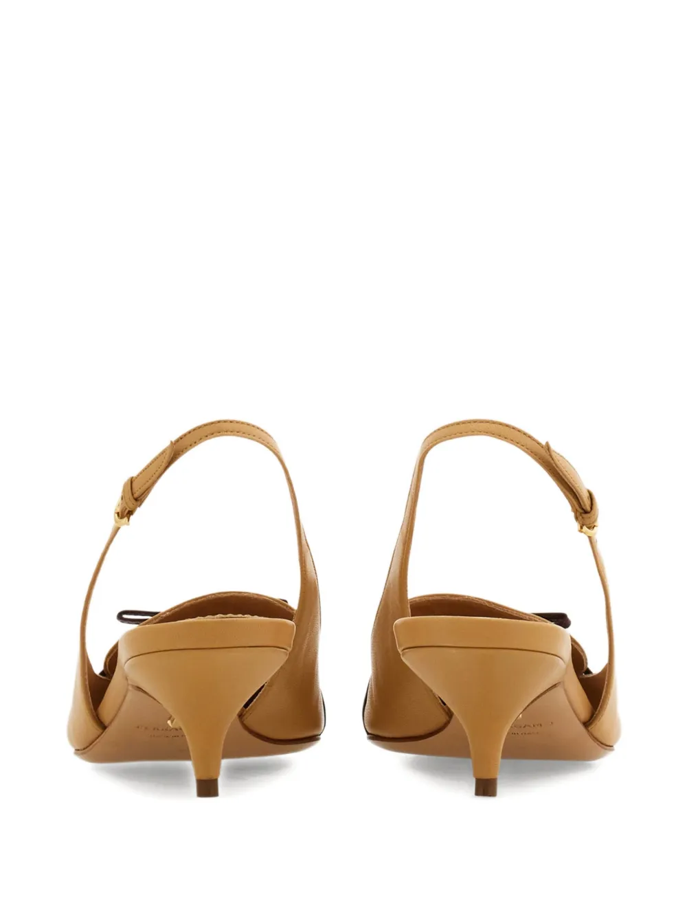 Ferragamo 40mm slingback met puntige strik Bruin
