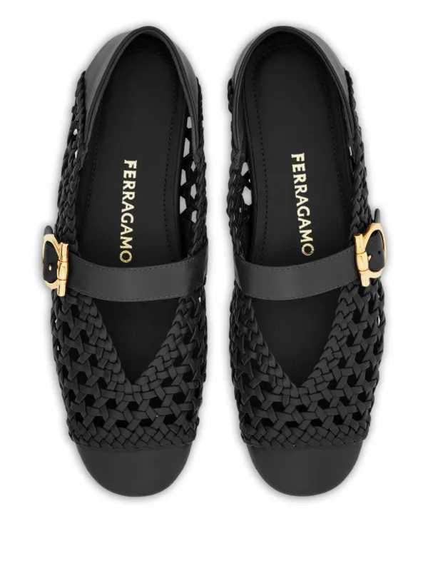 Ferragamo ブラックバレエシューズ Ferragamo ガンチーニバックル バレエシューズ | ブラック | FARFETCH JP