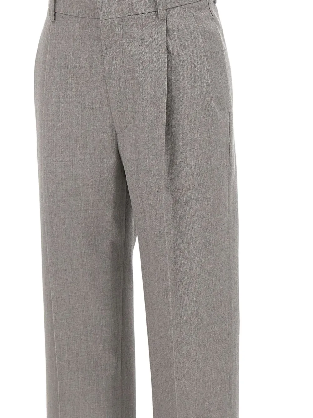 Victoria Beckham Double-pleated Wool Trousers In Gray