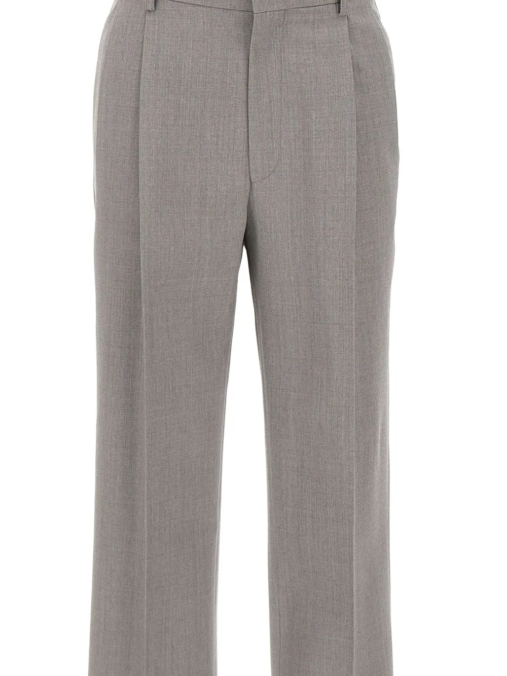 Victoria Beckham Double-pleated Wool Trousers In Gray
