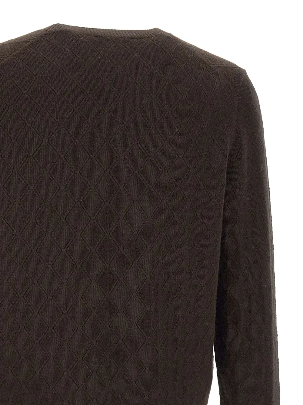 Diktat Diamond-pattern Crew-neck Sweater In Brown
