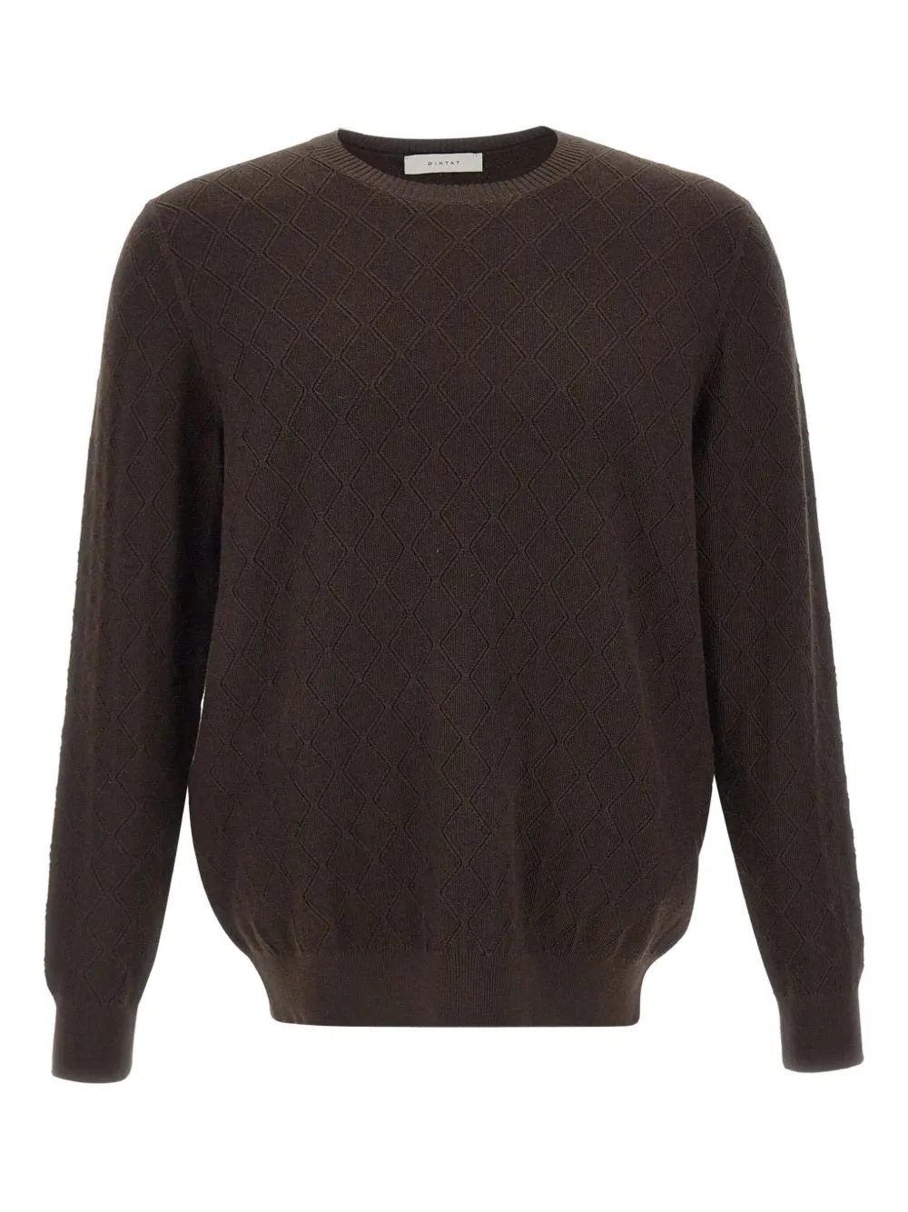 DIKTAT diamond-pattern crew-neck sweater | Brown | Image 1