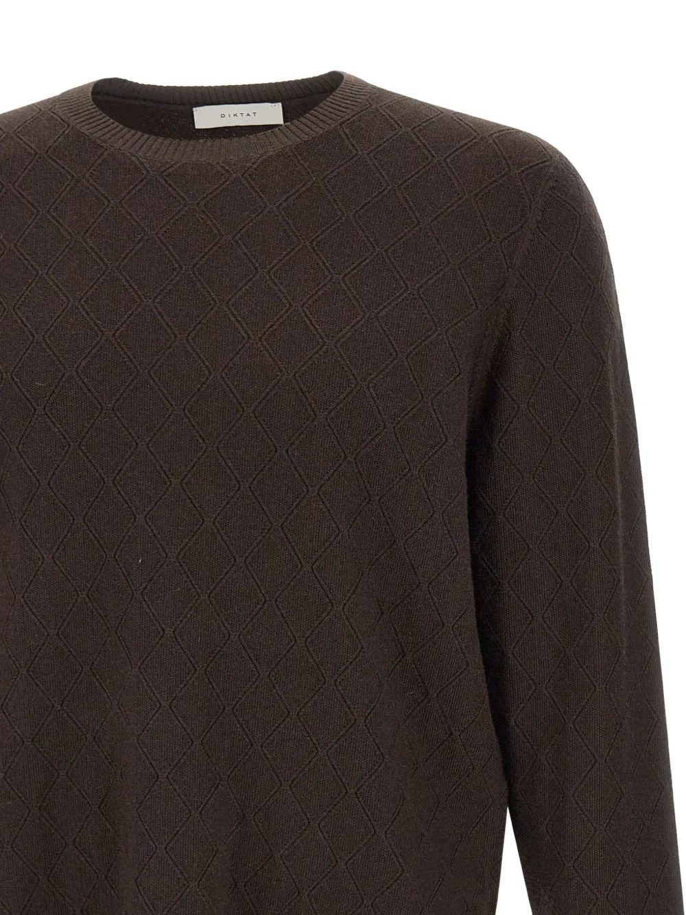 Diktat Diamond-pattern Crew-neck Sweater In Brown