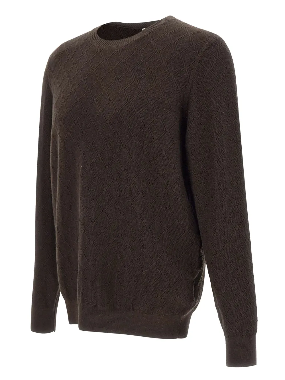 Diktat Diamond-pattern Crew-neck Sweater In Brown