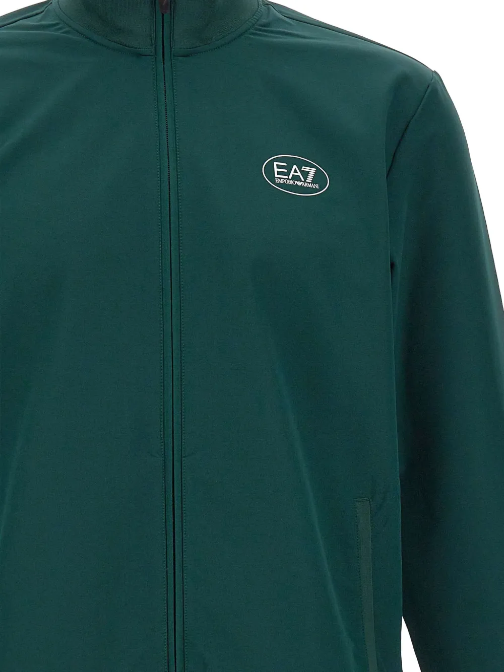 Ea7 Emporio Armani Sweater met logoprint en ritssluiting Groen