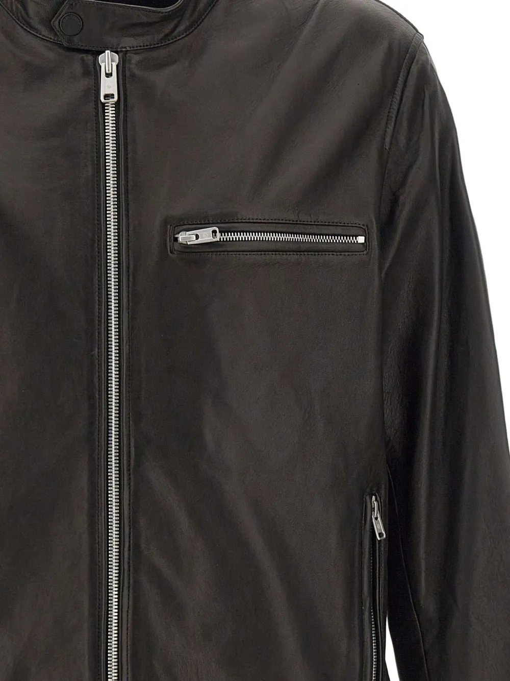 Belstaff Zip-up Leather Jacket In Blue