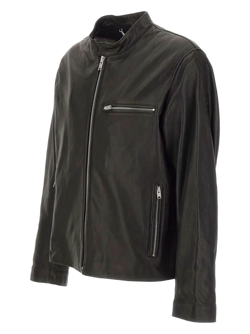 Belstaff Zip-up Leather Jacket In Blue