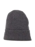 Lacoste ribbed logo-patch beanie - Grey