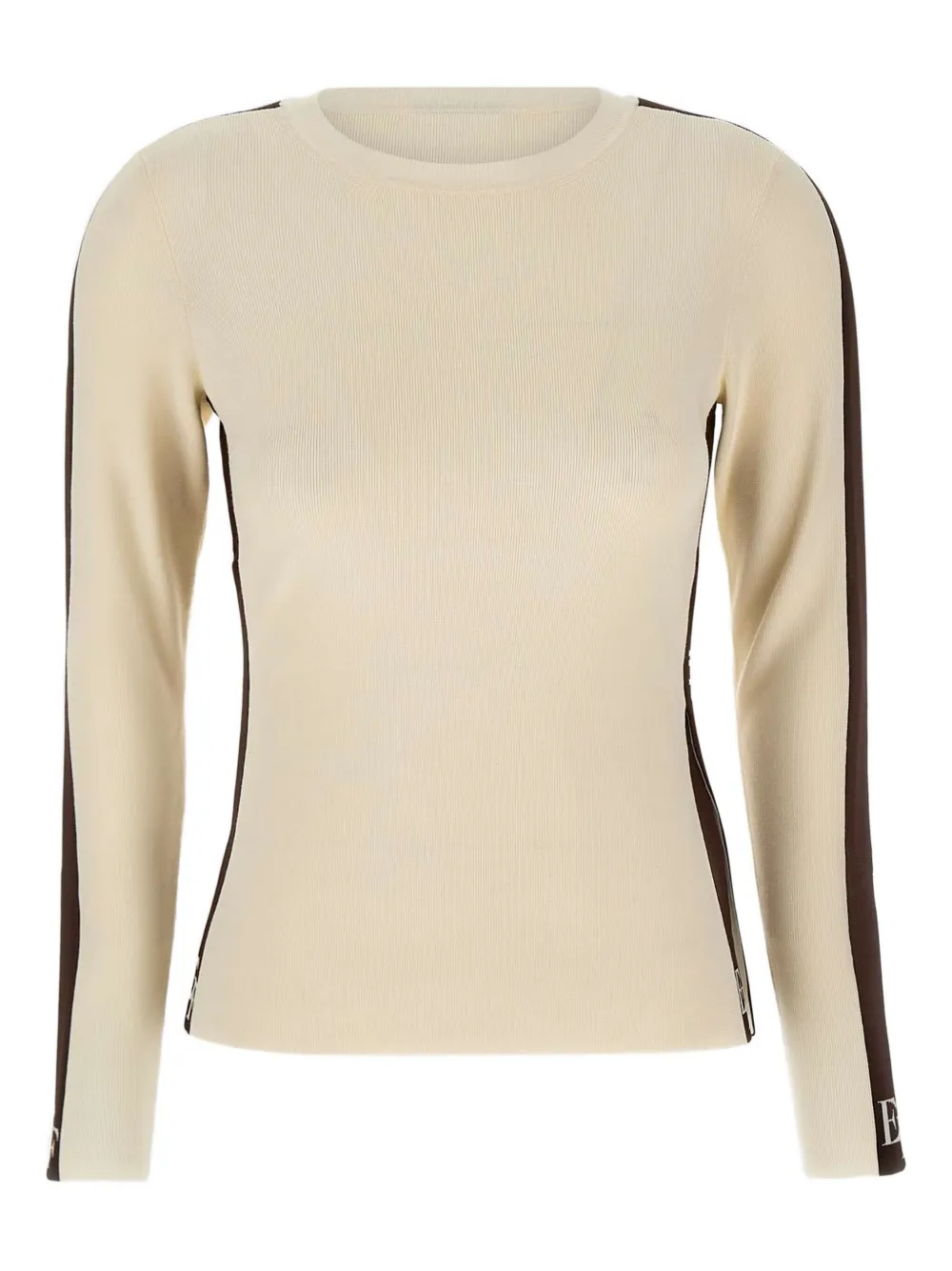 Elisabetta Franchi ribbed side-stripe sweater | Neutrals | Image 1