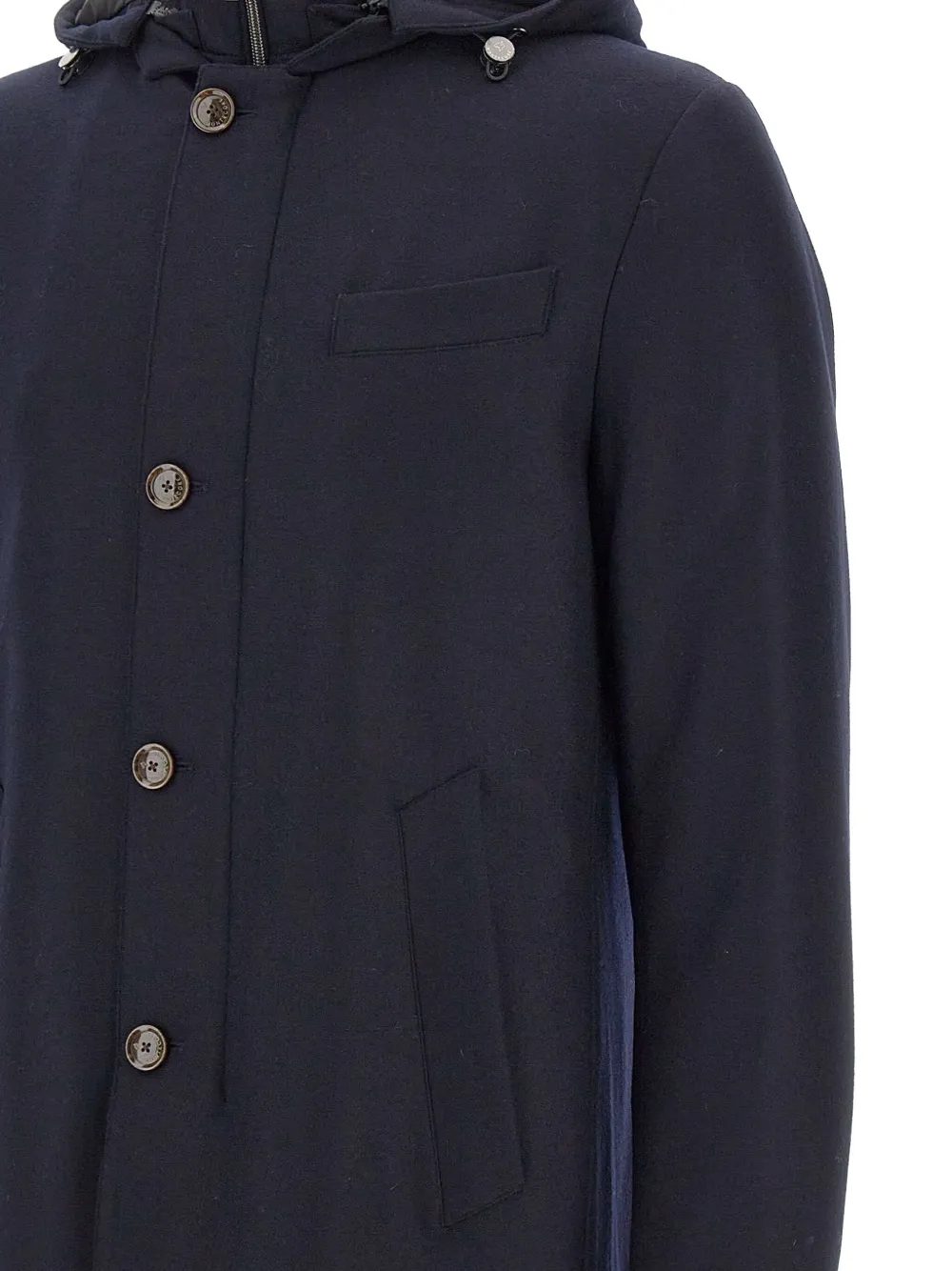 Montecore Hooded Buttoned Coat In Blue