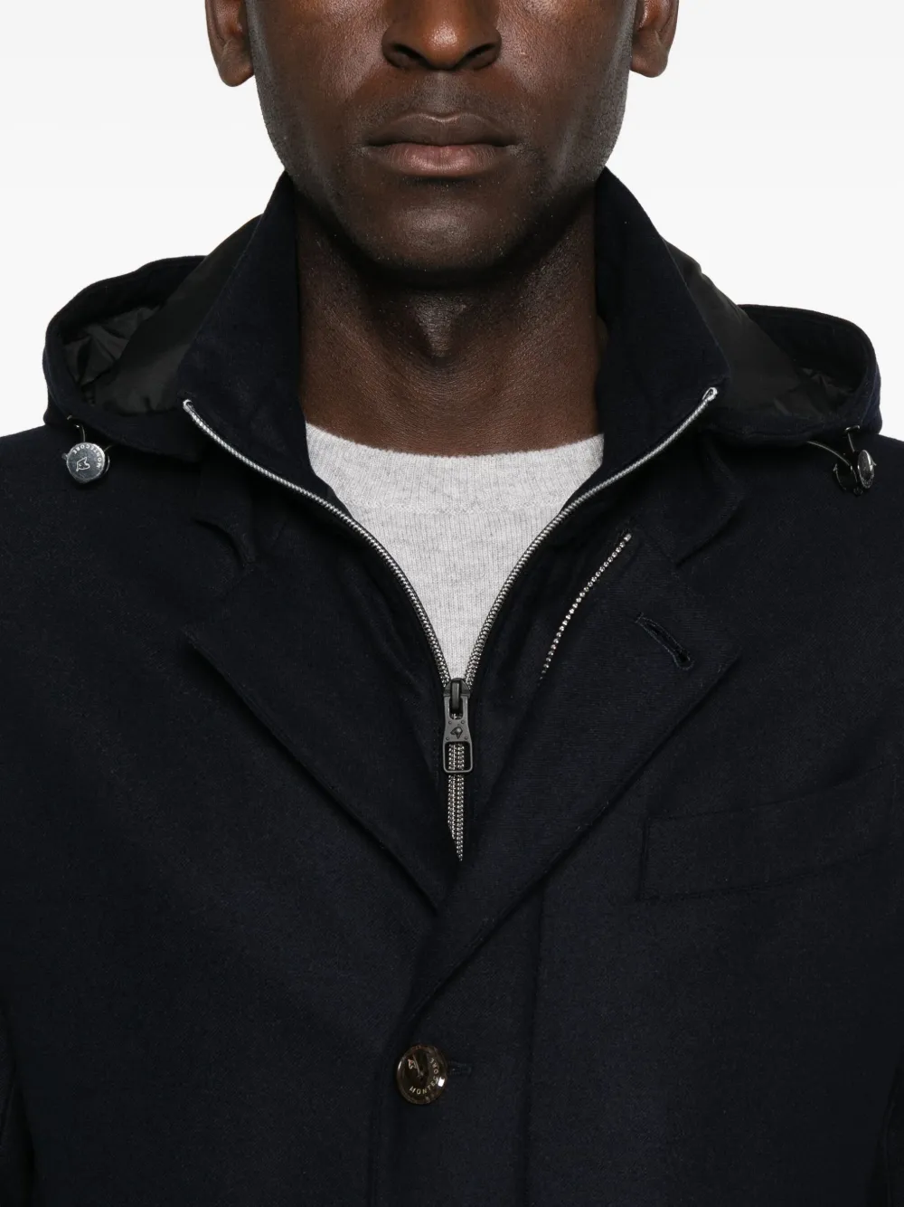 Montecore Jas met capuchon en knopen Blauw