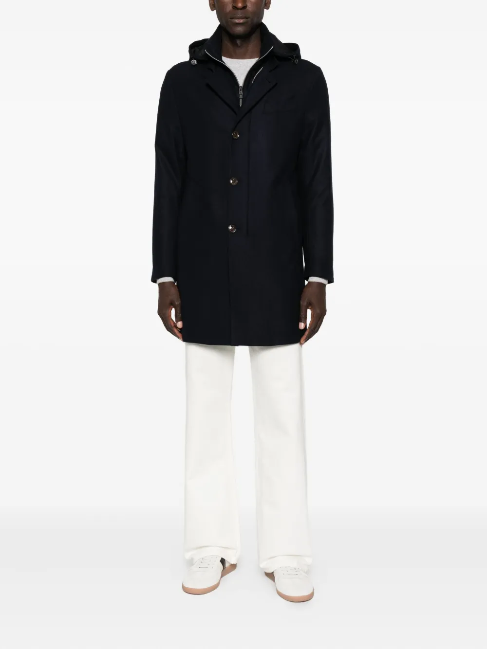 Montecore hooded buttoned coat | Single Breasted Coats | Image 2
