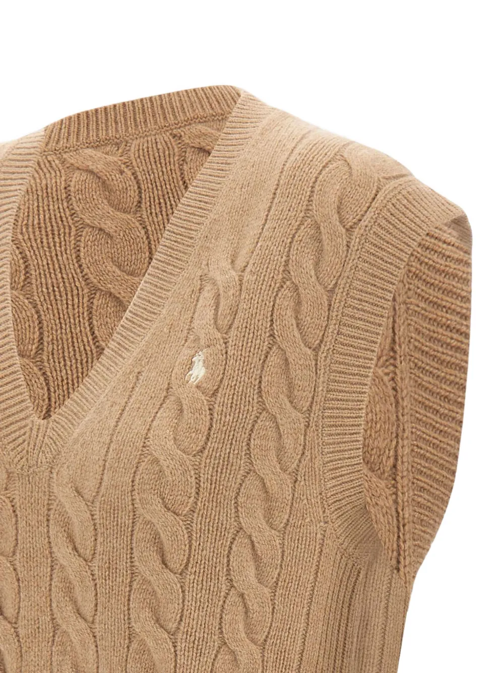 Polo Ralph Lauren Polo Pony Cable-knit Vest In Brown