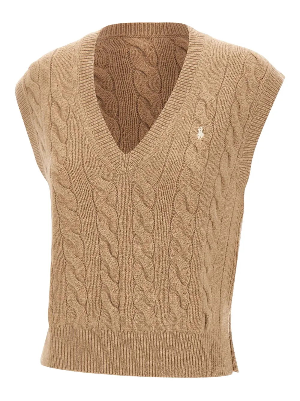 Polo Ralph Lauren Polo Pony Cable-knit Vest In Brown