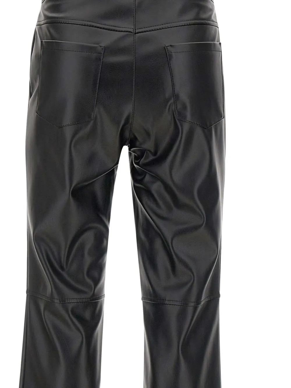 Kaos Faux-leather Flared Trousers In Black