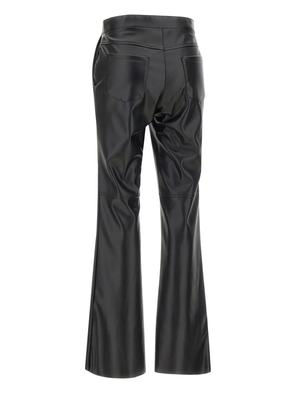 Kaos Faux-leather Flared Trousers In Black