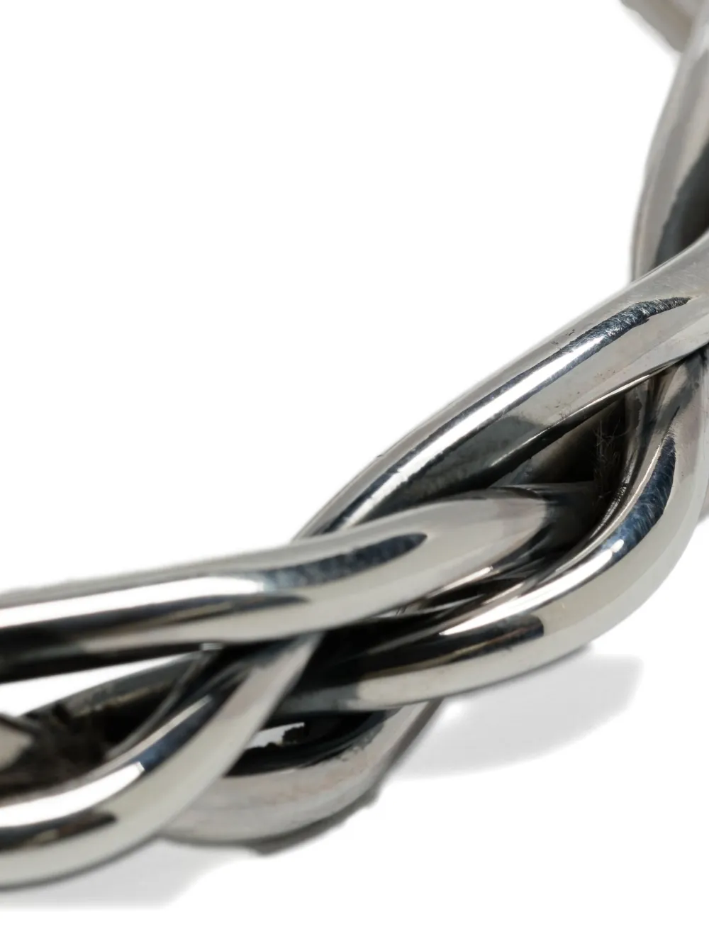 Obsidian Twisted Bracelet In Silver
