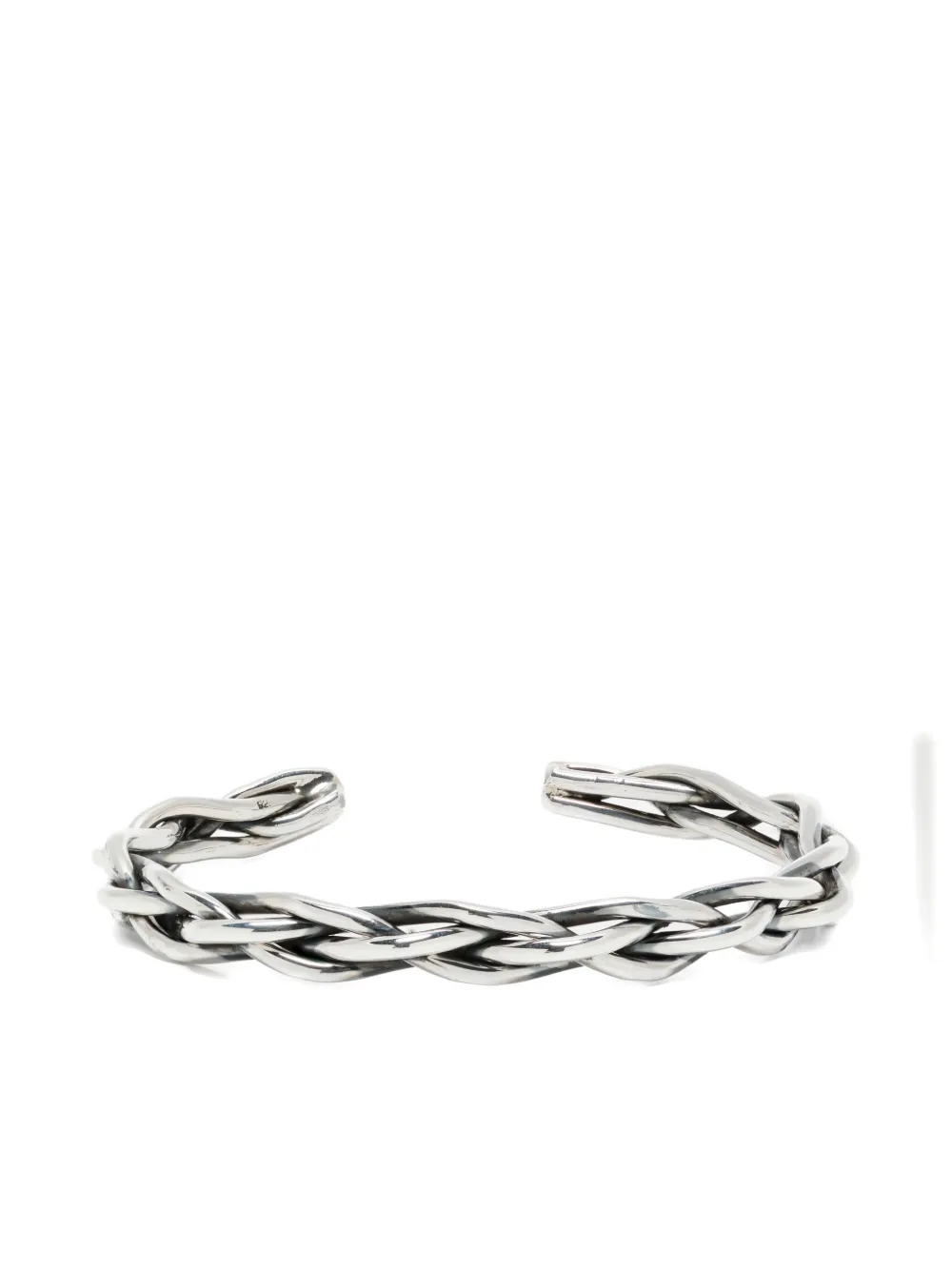 Obsidian Twisted Bracelet In Silver