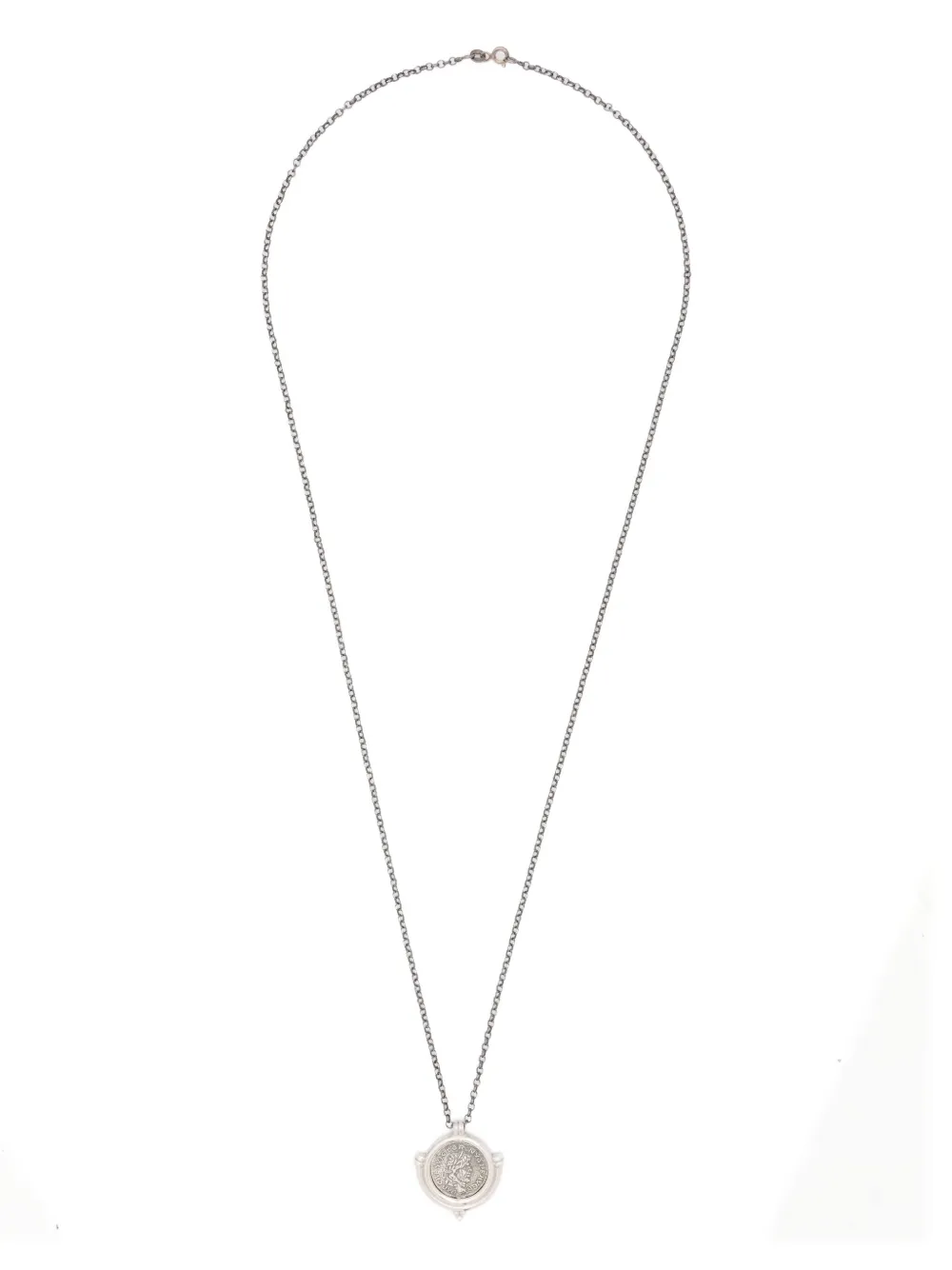OBSIDIAN coin-pendant necklace - Argento