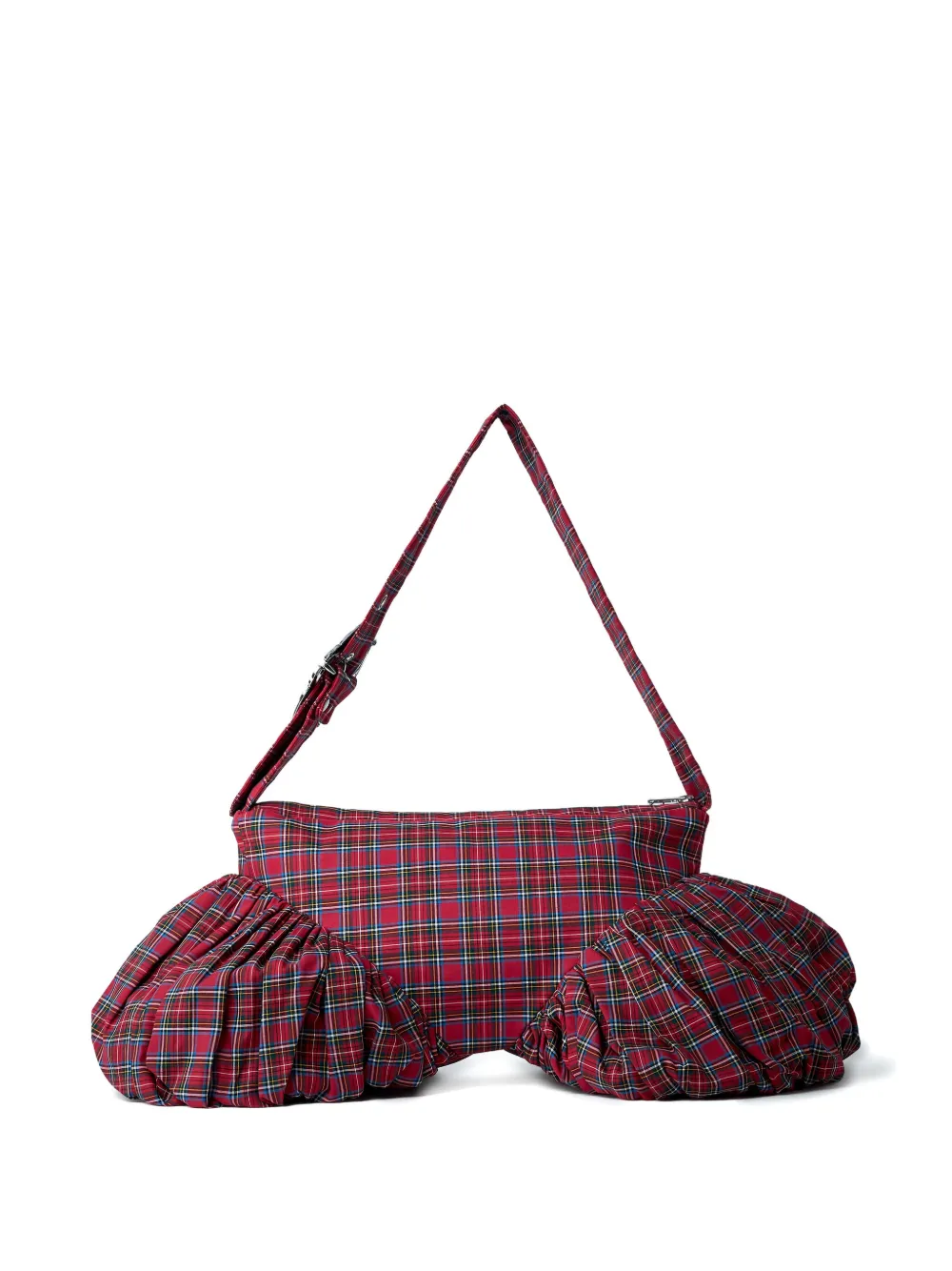 Chopova Lowena Camille check-weave pleated shoulder bag - Rood