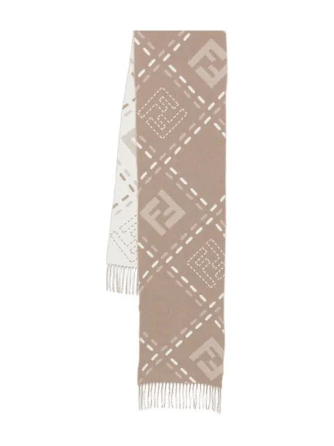 FENDI FF-jacquard fringed scarf