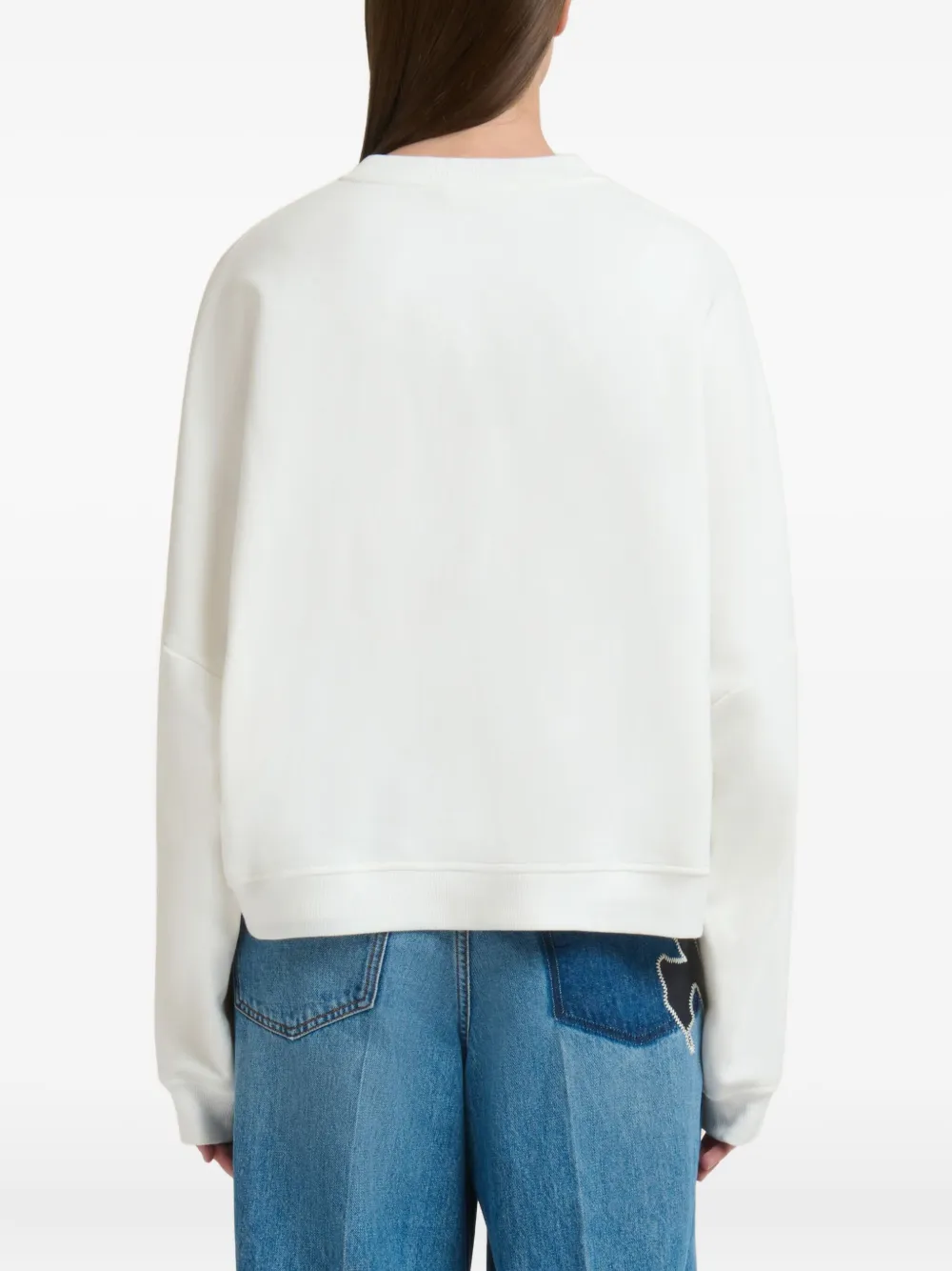 Marni White Cotton Sweatshirt With Tulip Print In White