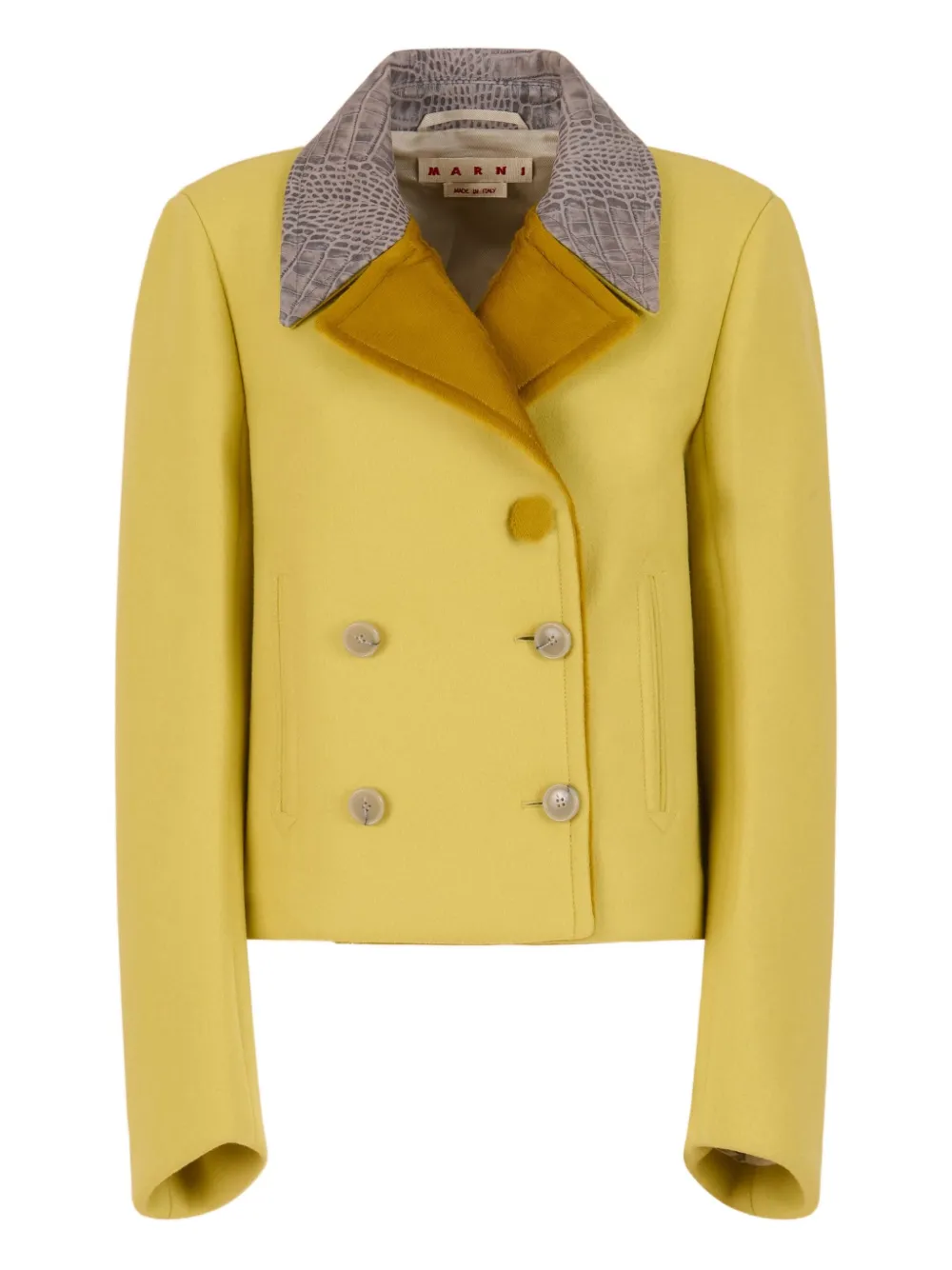 Marni Snakeskin-print Wool Jacket In Yellow
