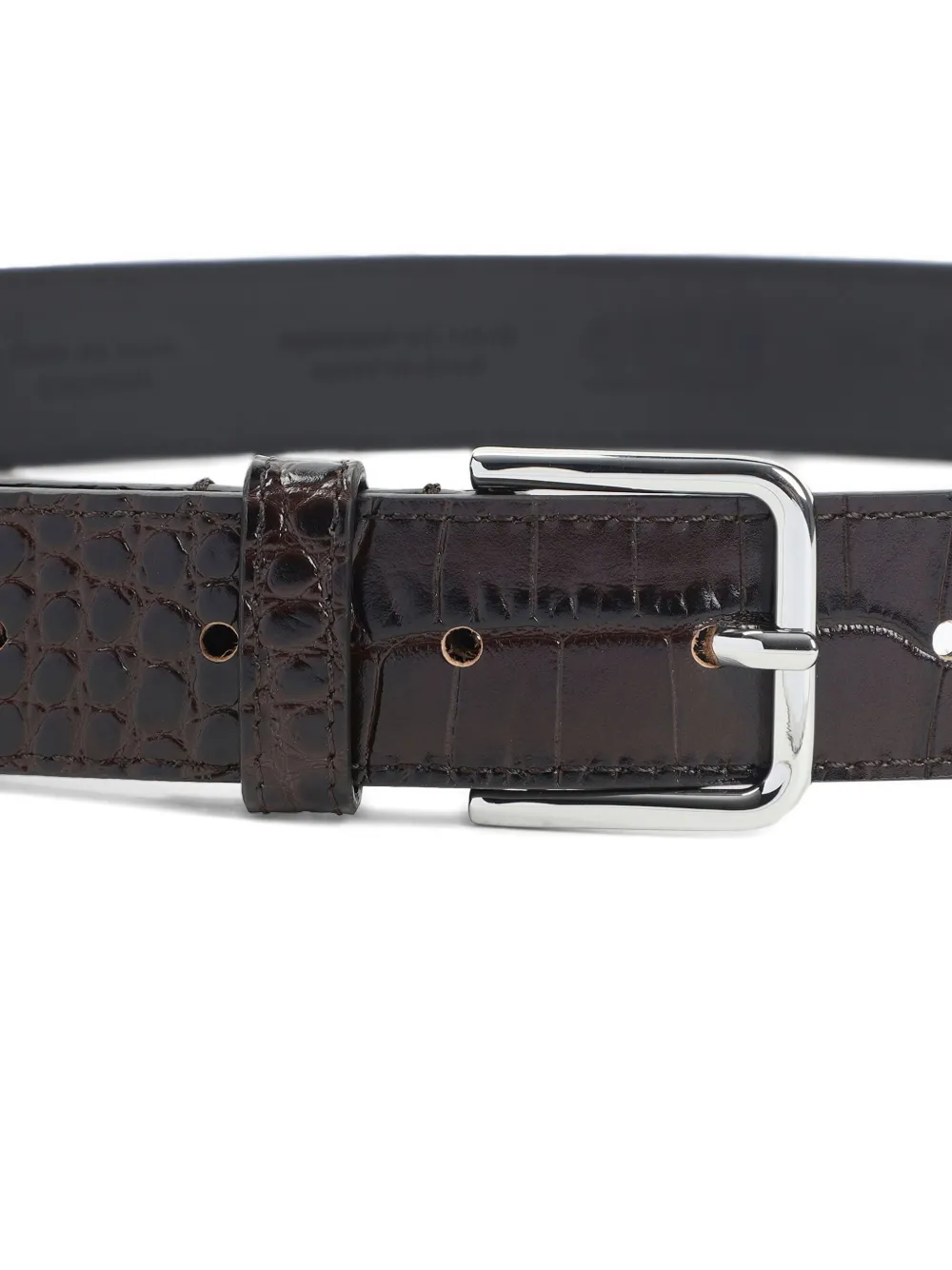 The Frankie Shop Crocodile-embossed Leather Belt In Brown