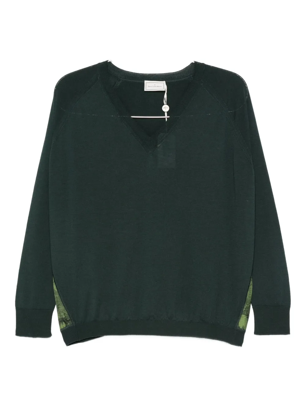 Pierre-louis Mascia V-neck Panelled Sweater In Green