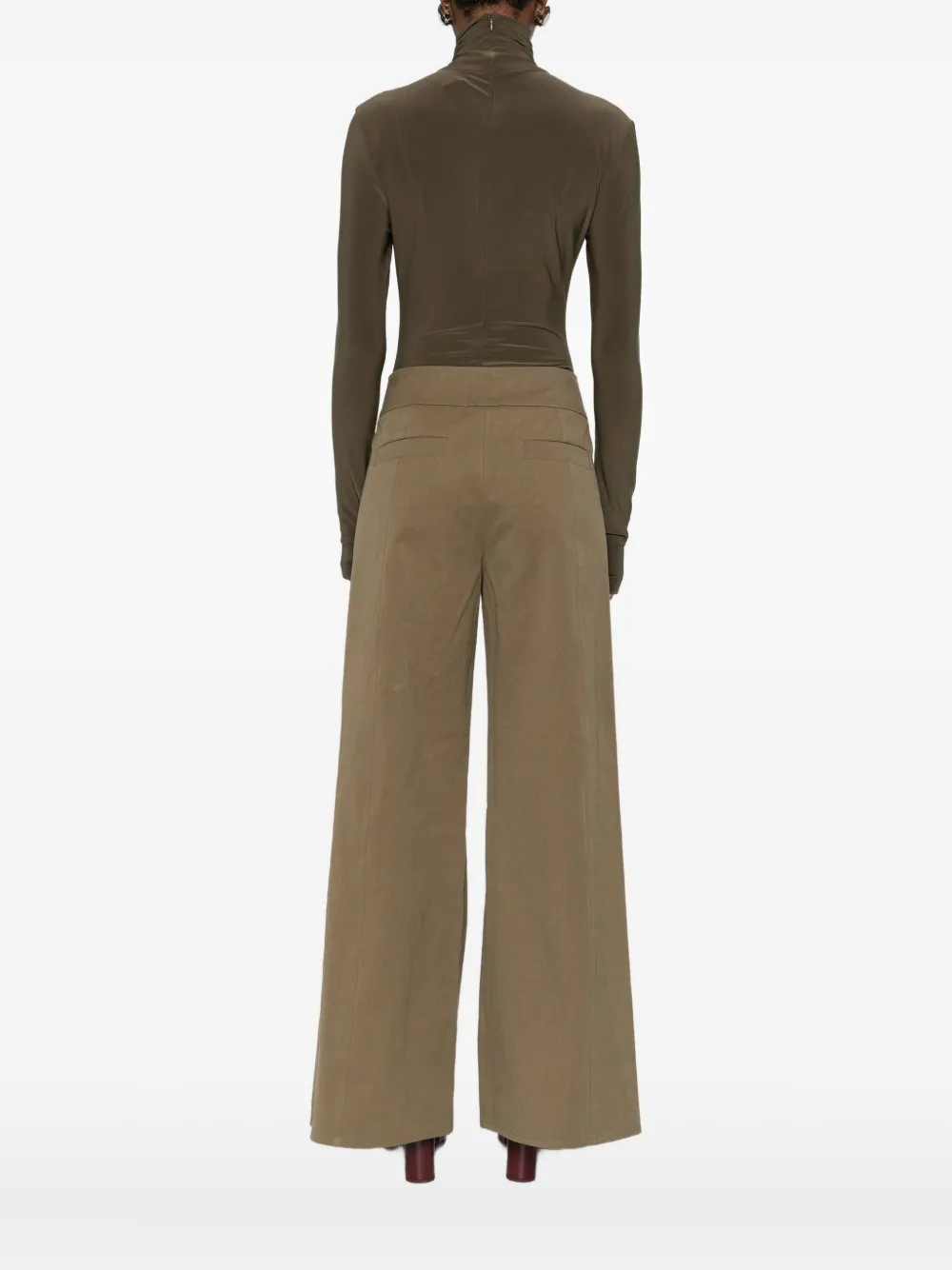 Norma Kamali Long-sleeve High-neck Bodysuit In Green
