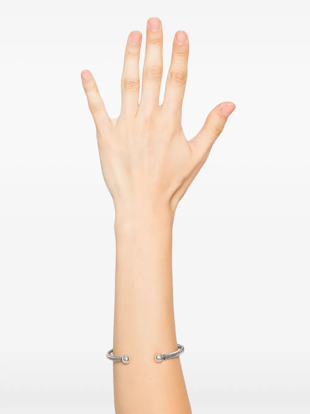  Obsidian Open-cuff Bracelet - Silver 
