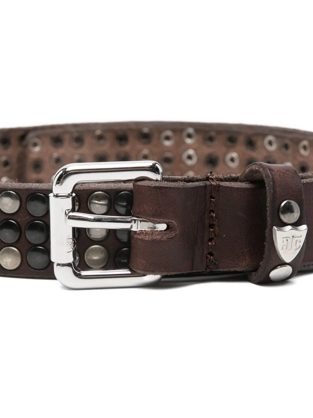  Htc Los Angeles Studded Leather Belt - Brown 