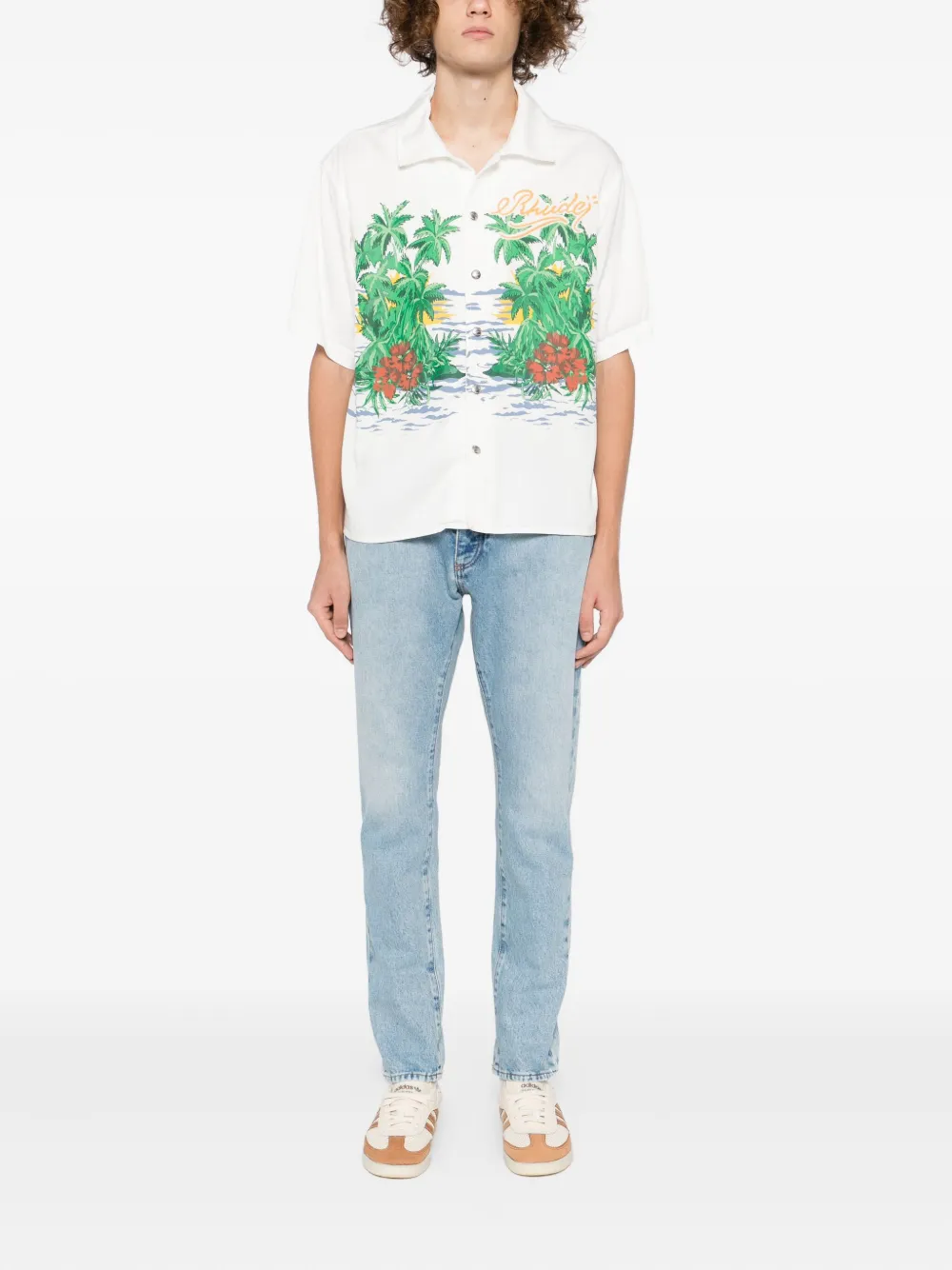 Palm Angels Jeans met logoprint - Blauw