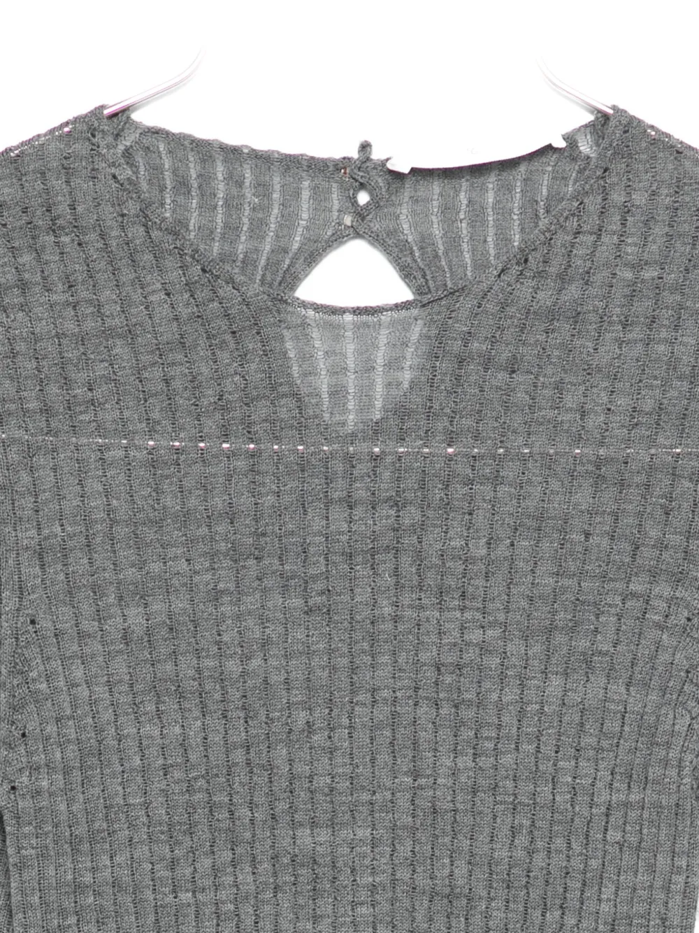 3311 Ribbed Cut-out Knitted Top In Gray