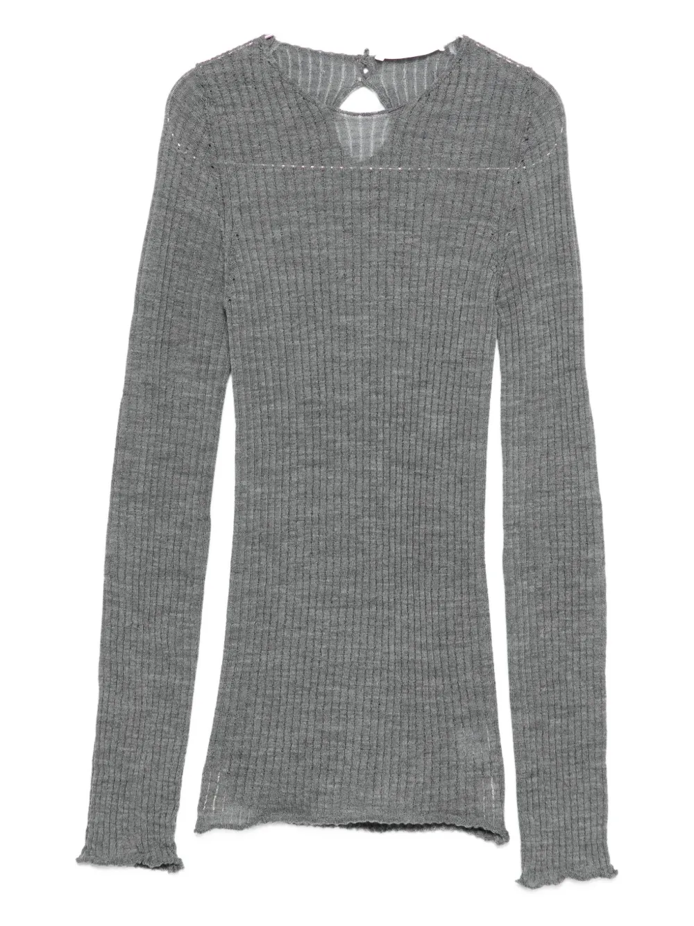 3311 Ribbed Cut-out Knitted Top In Gray
