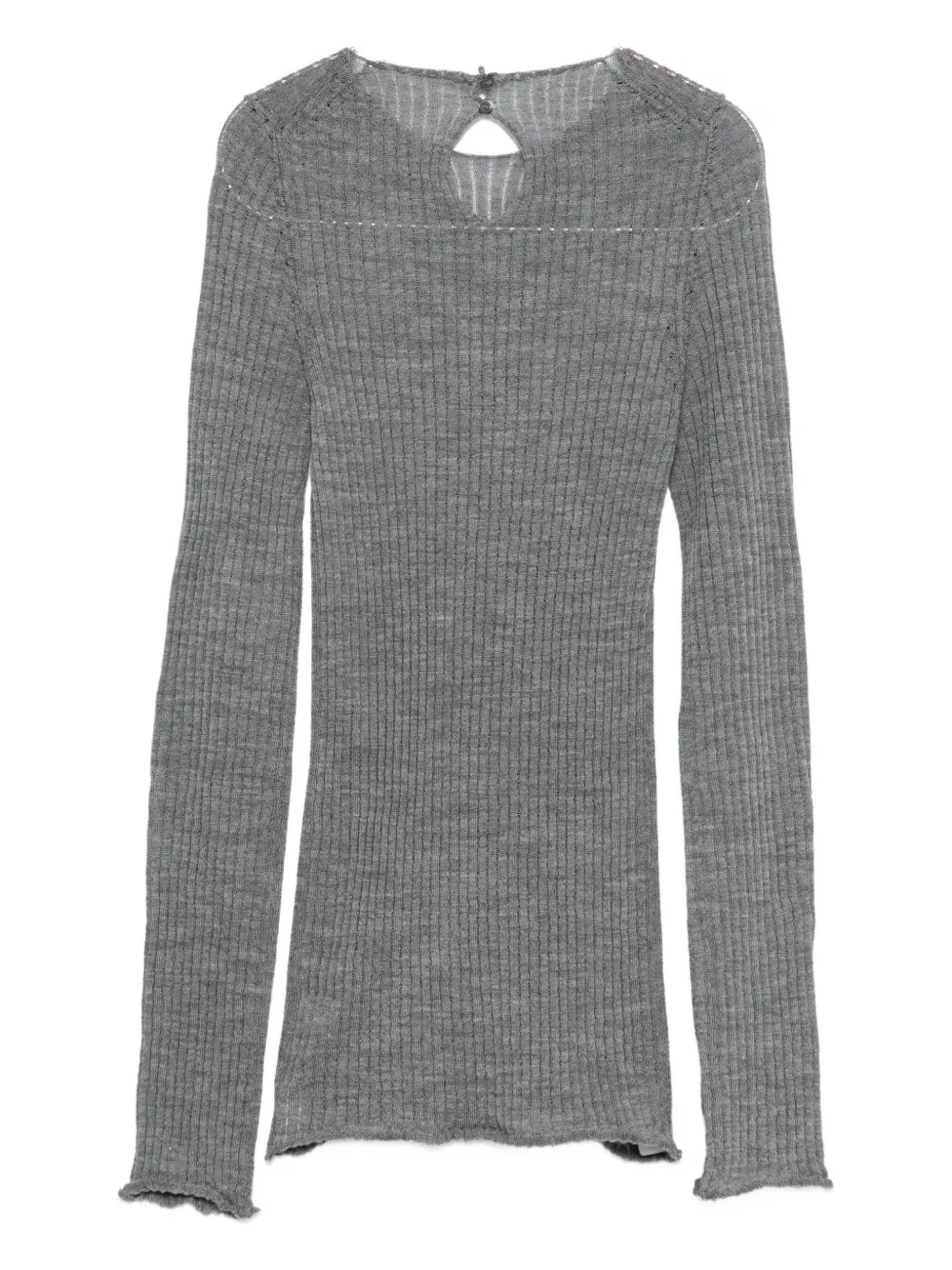 3311 Ribbed Cut-out Knitted Top In Gray