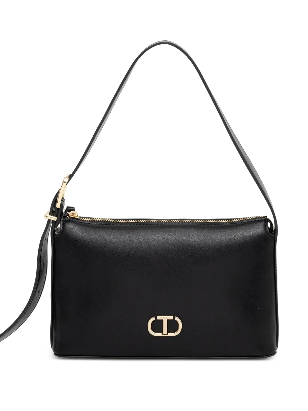 TWINSET Borsa a spalla con placca logo - Nero