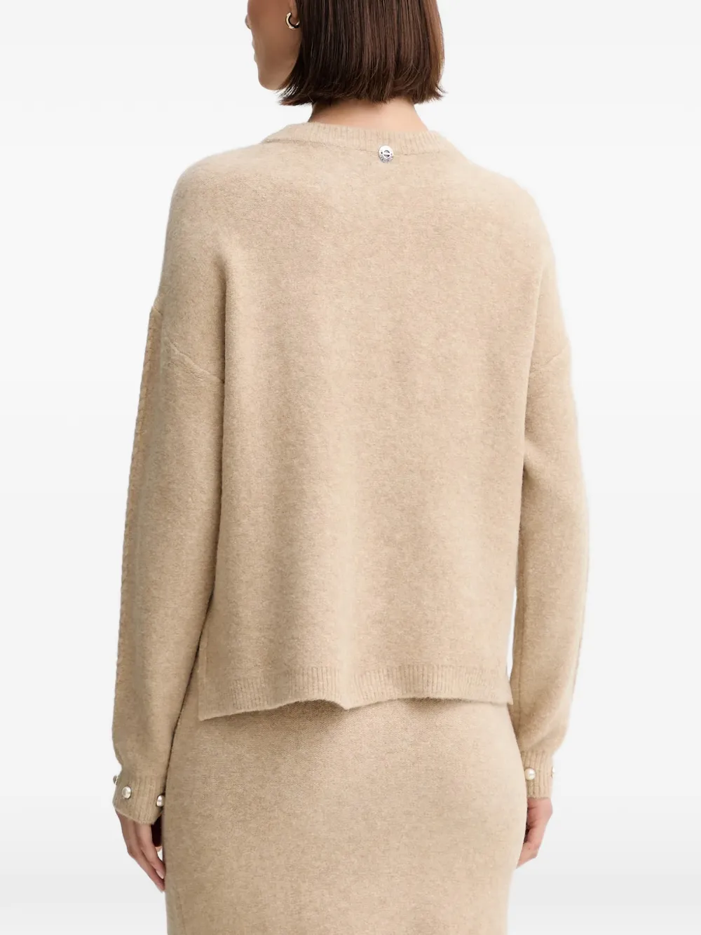 TWINSET Kabelgebreide trui verfraaid met parels Beige