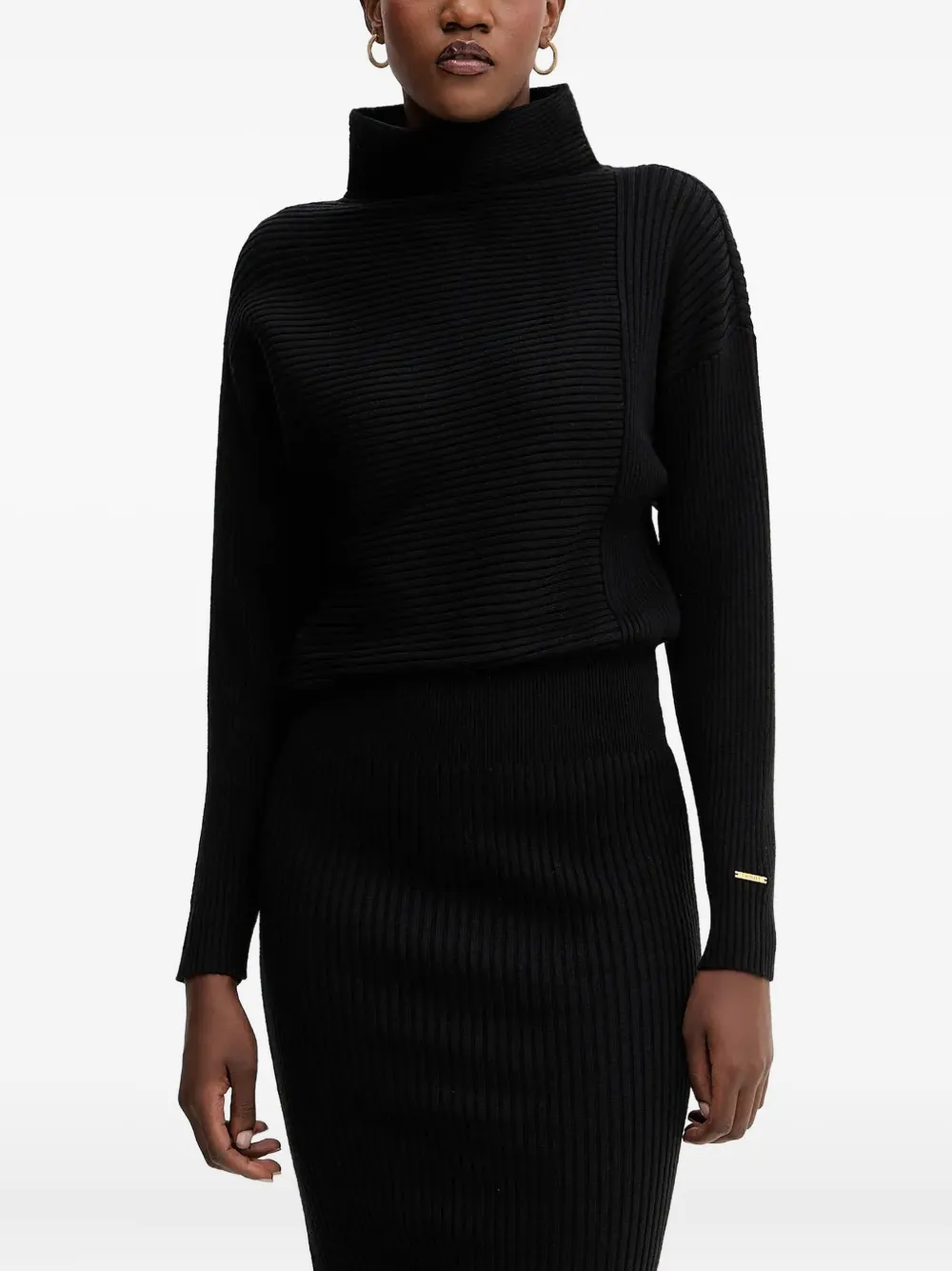TWINSET Ribgebreide maxi-jurk - Zwart