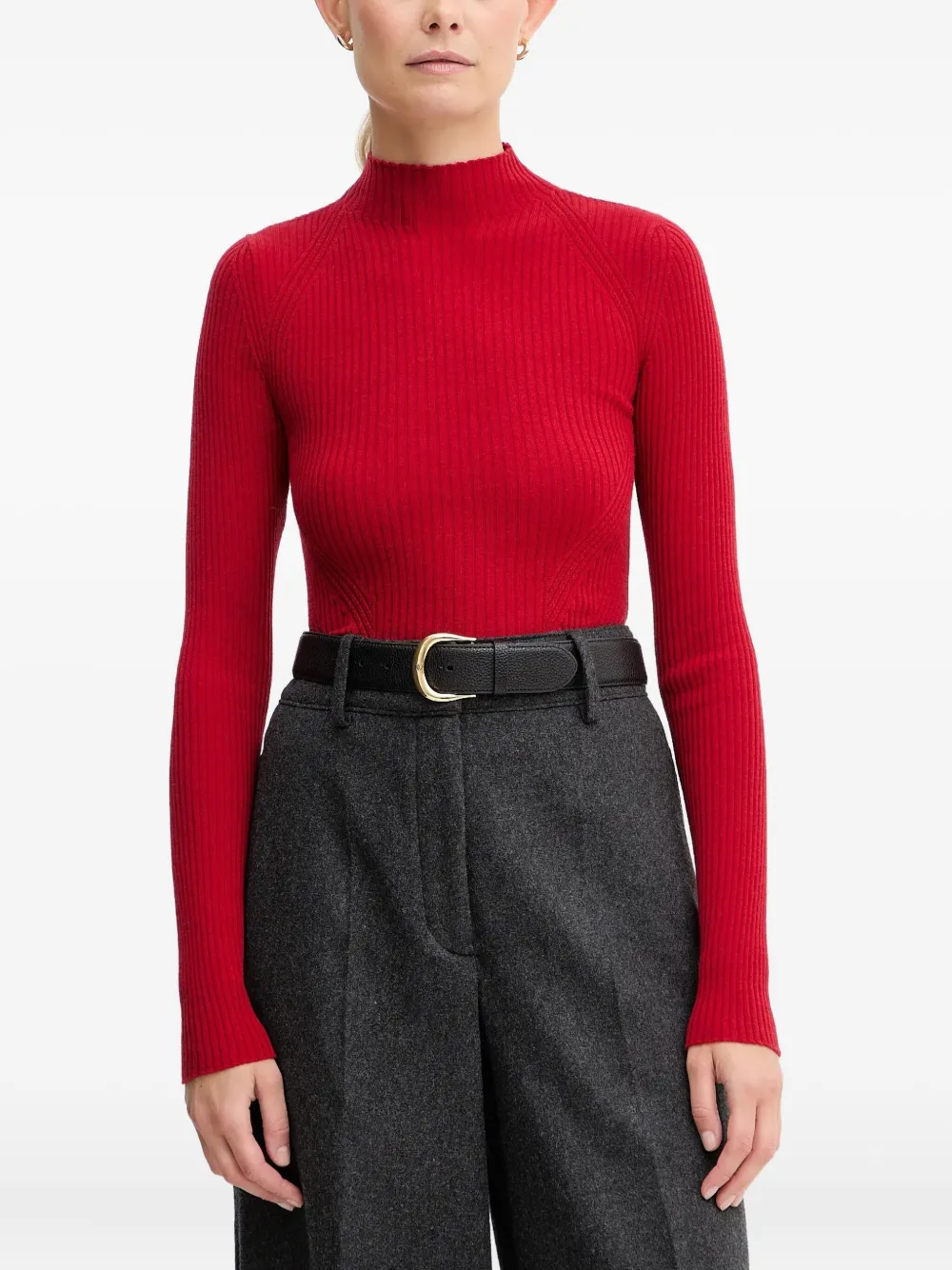 Twinset Ribbed Turtleneck Sweater In Red