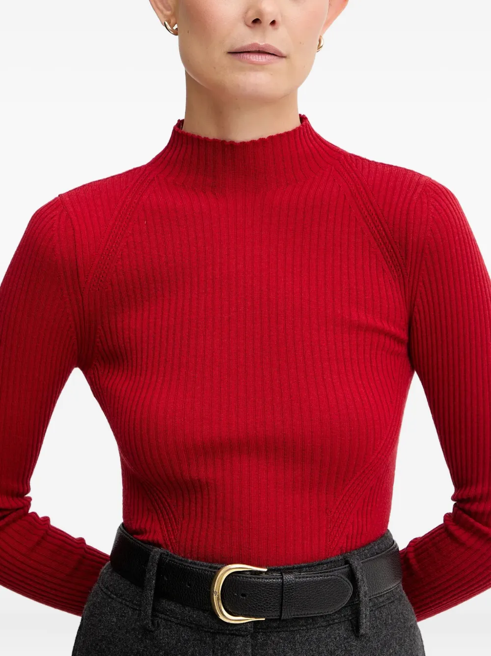 Twinset Ribbed Turtleneck Sweater In Red