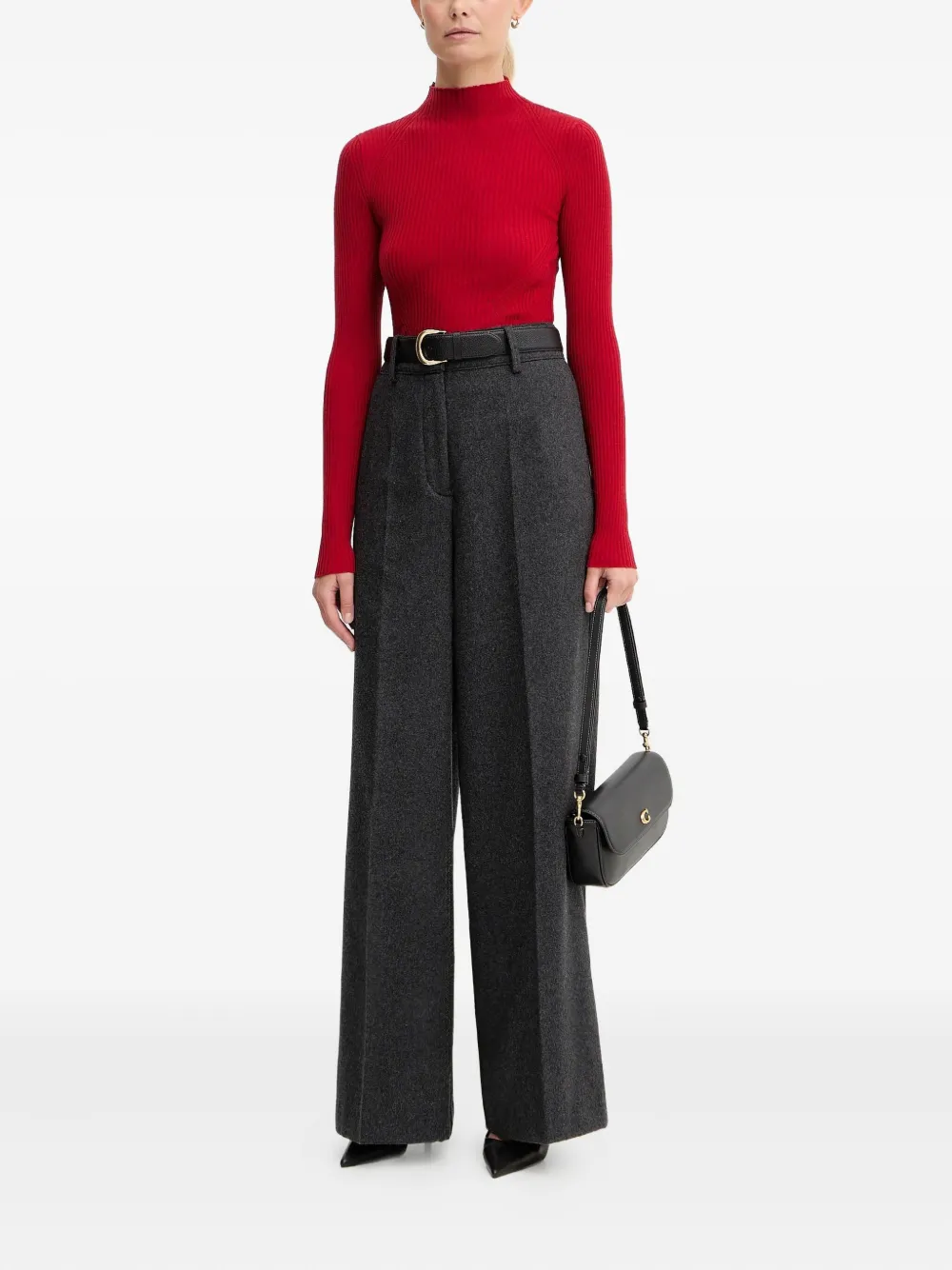 Twinset Ribbed Turtleneck Sweater In Red