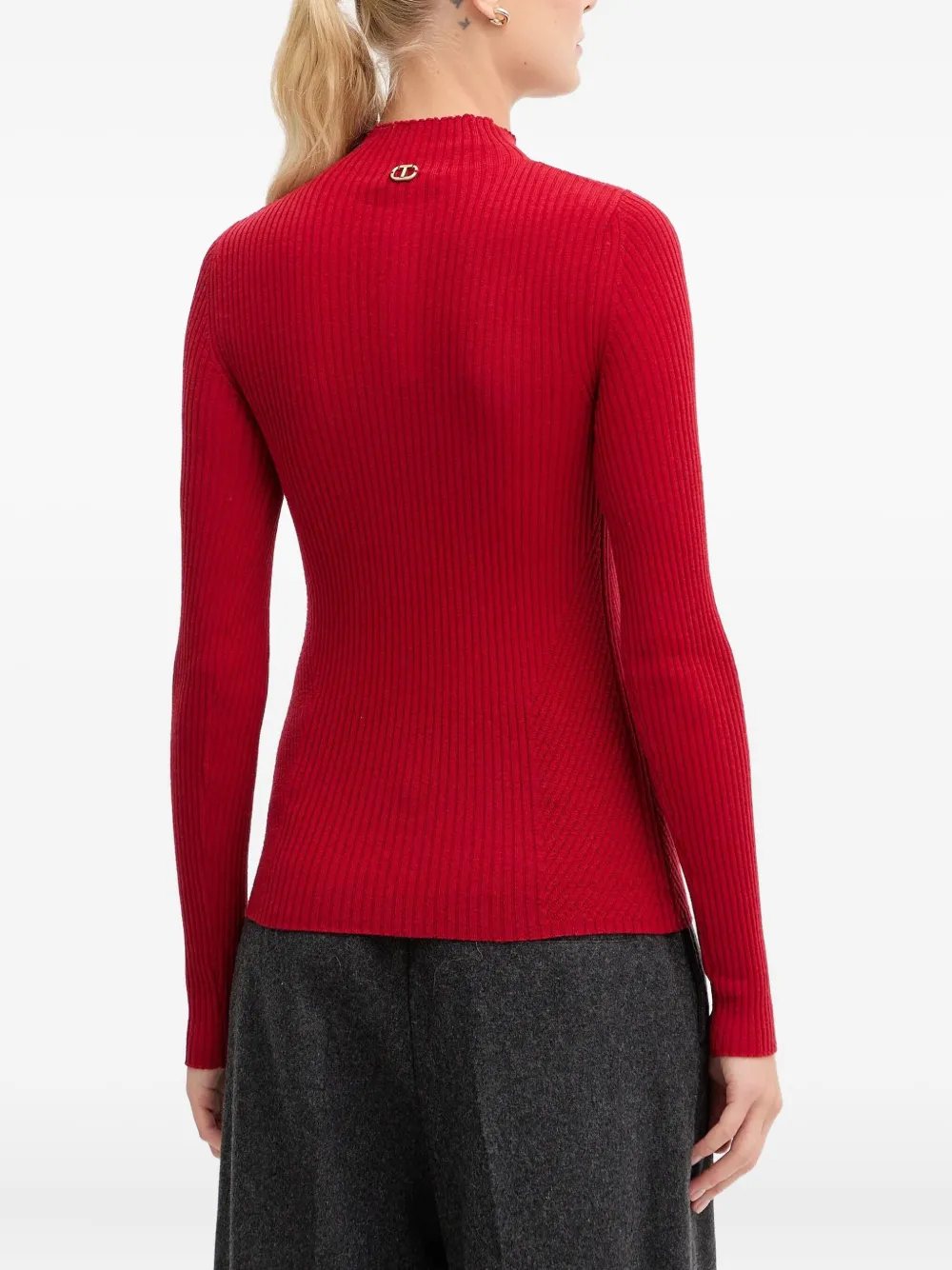 Twinset Ribbed Turtleneck Sweater In Red