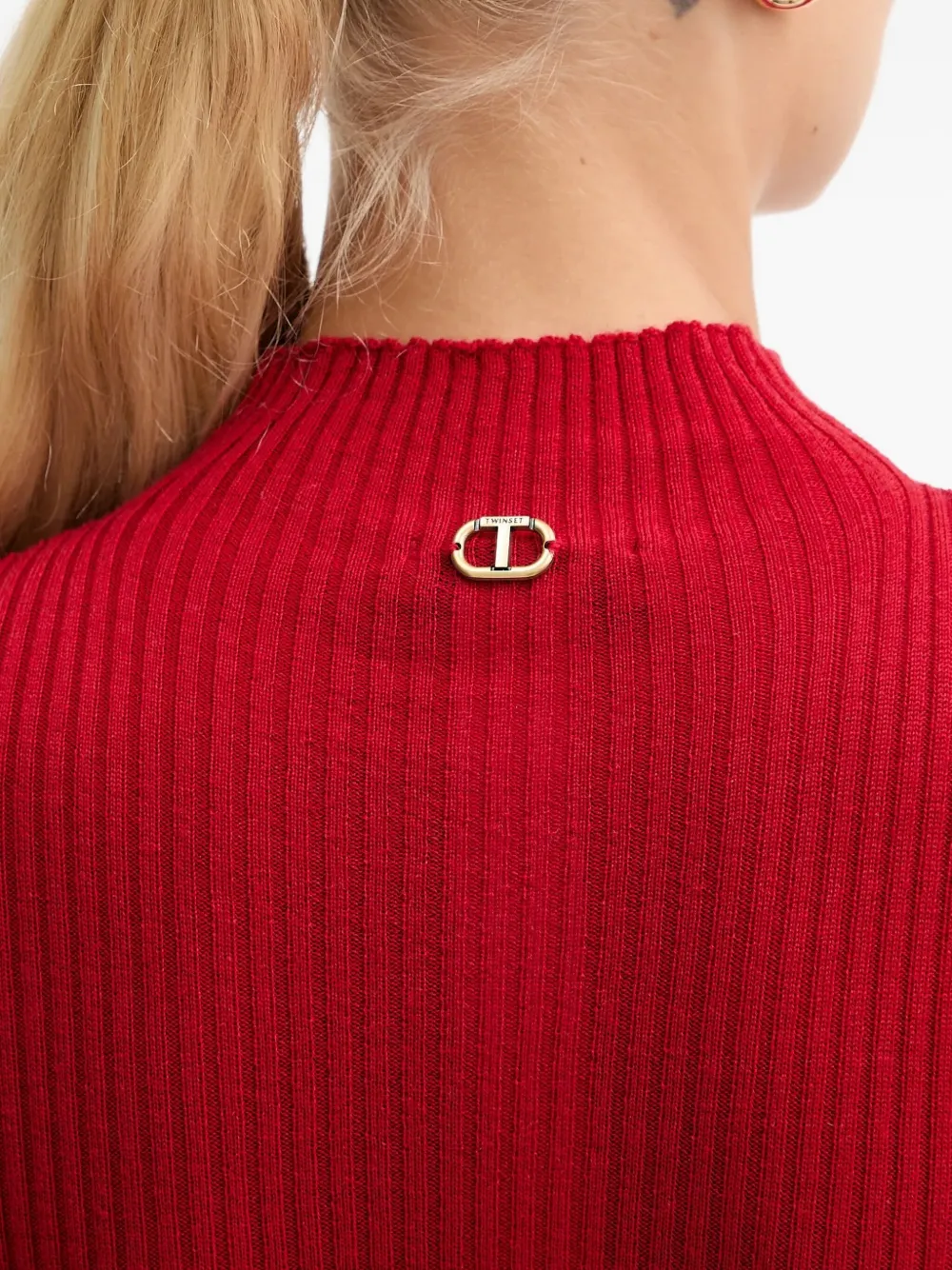 Twinset Ribbed Turtleneck Sweater In Red