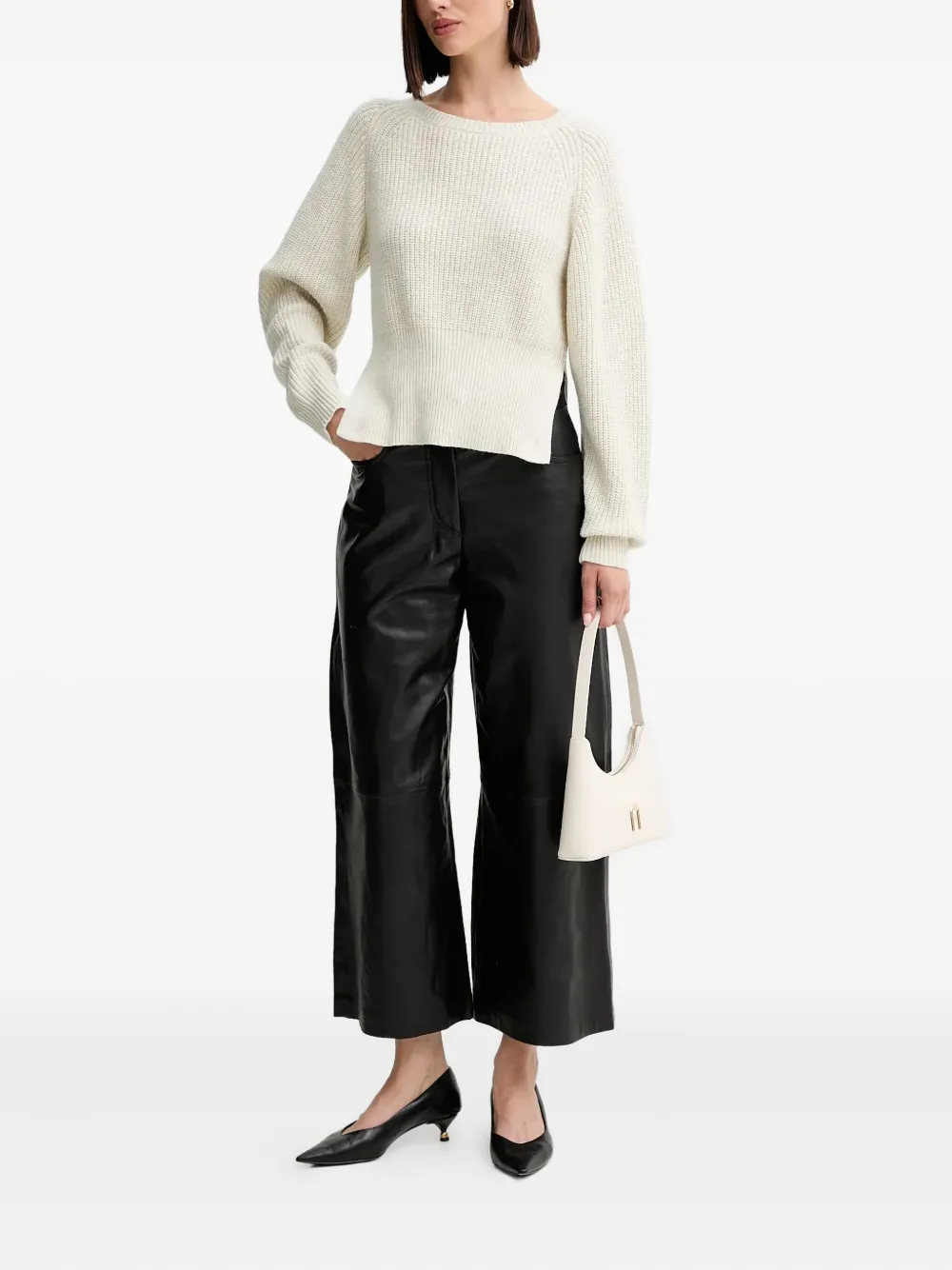 TWINSET Ribgebreide trui Beige