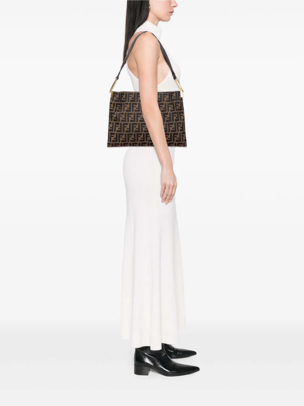 Pre-owned Fendi 20th Century Zucca Canvas Shoulder Bag In Brown