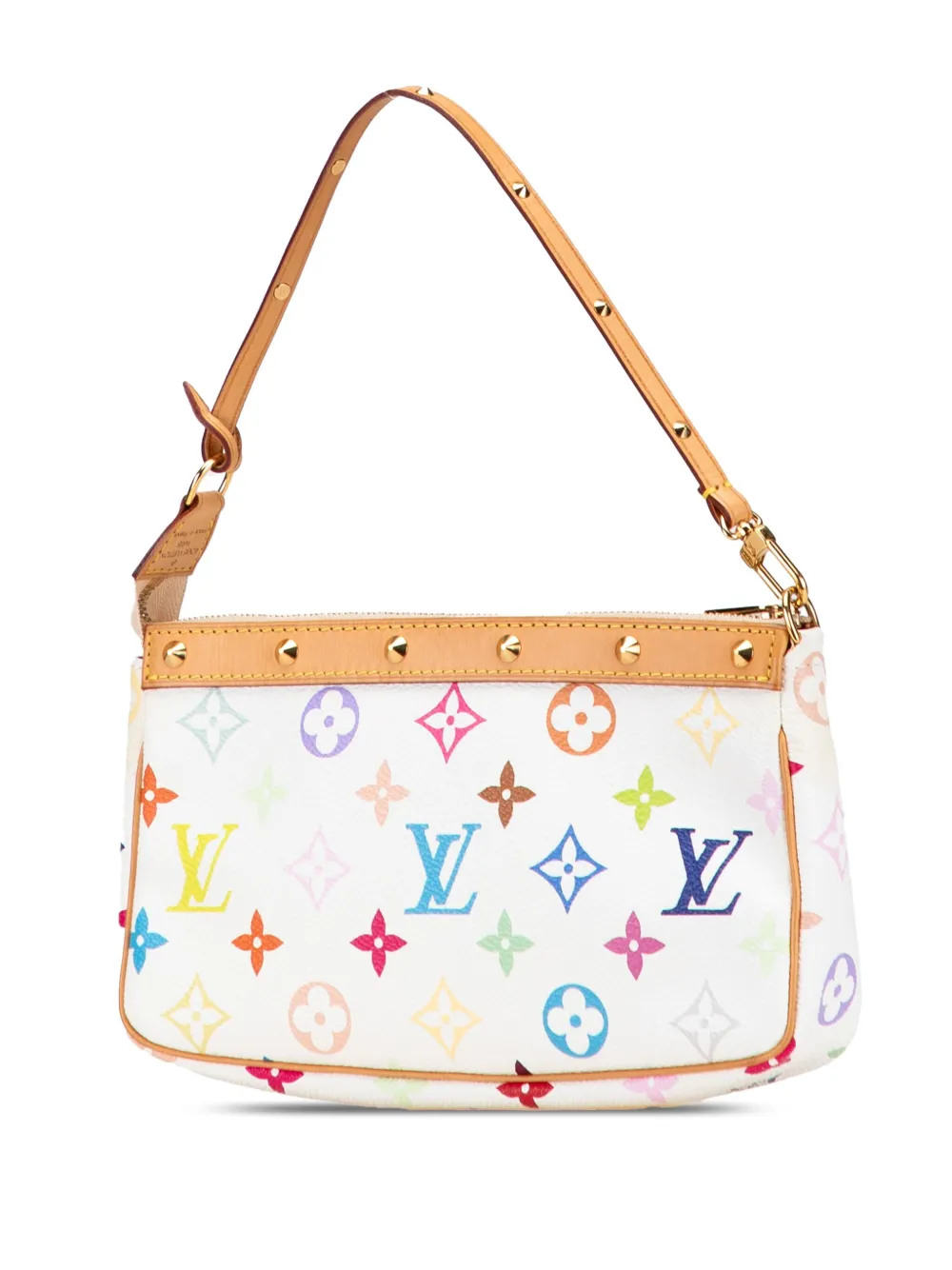 Pre-owned Louis Vuitton 2003 Monogram Multicolore Pochette Accessoires Shoulder Bag In White