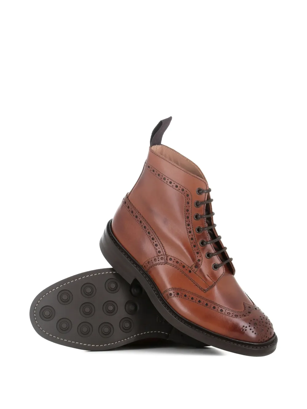 Tricker's Stow Burnished Brogue Boots In Brown