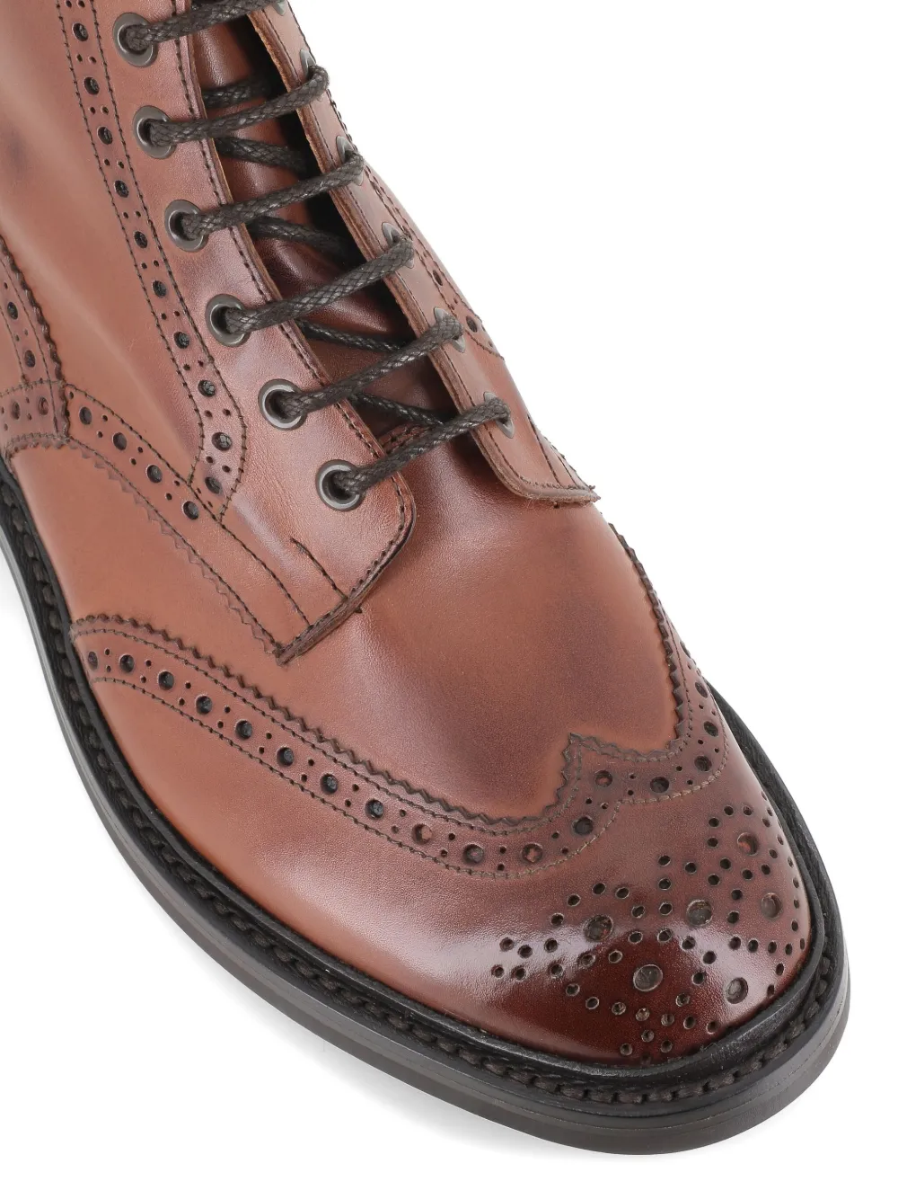 Tricker's Stow Burnished Brogue Boots In Brown