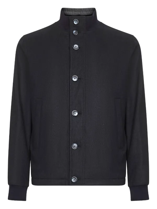 Herno High-neck Buttoned Jacket in Blue